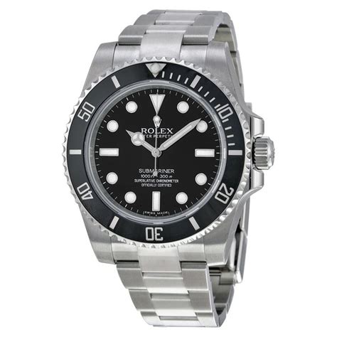 new rolex stainless steel submariner with black face model 114060